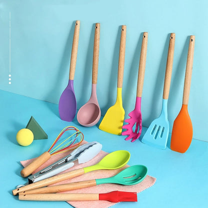 Silicone Kitchenware Cooking Utensils Set Heat Resistant Kitchen Non-Stick Cooking Utensils Baking Tools