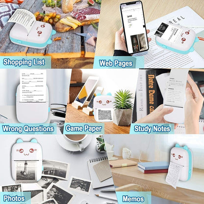 Portable Mini Thermal Label Printer Bluetooth Photo Printer 1 Roll Thermal Paper