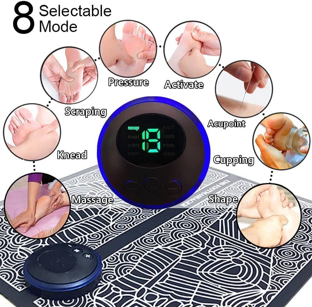 EMS Foot Massager Mat Electric Pad Blood Muscle Circulation Relief Pain LED USB