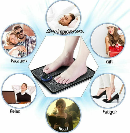 EMS Foot Massager Mat Electric Pad Blood Muscle Circulation Relief Pain LED USB