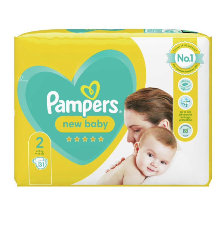 Pampers New Baby Size 2, 4-8kg, 31 Nappies