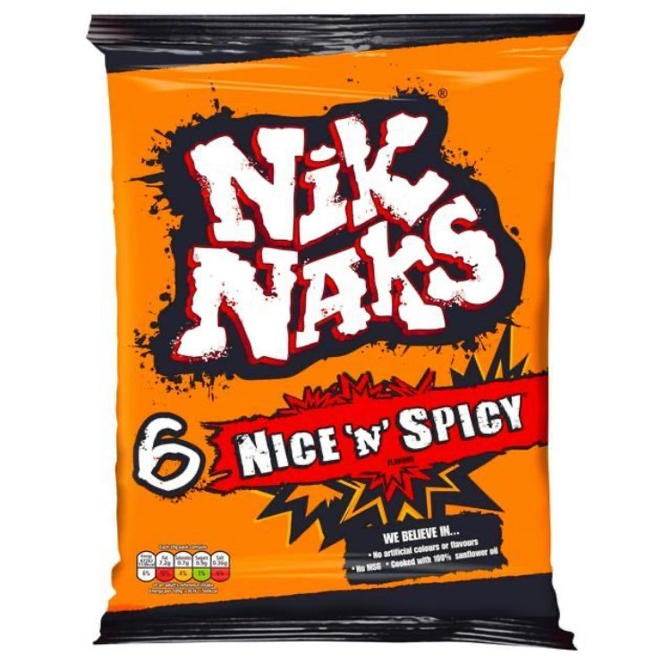 Nik Naks Nice & Spicy Corn Snacks 6X20g