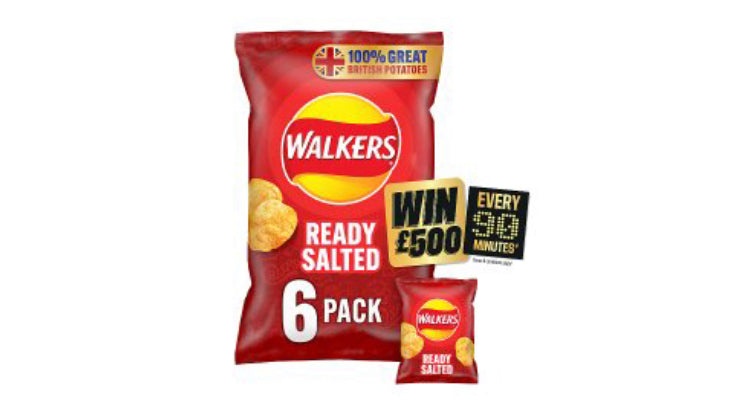 Walkers Ready Salted Crisps 6x25g