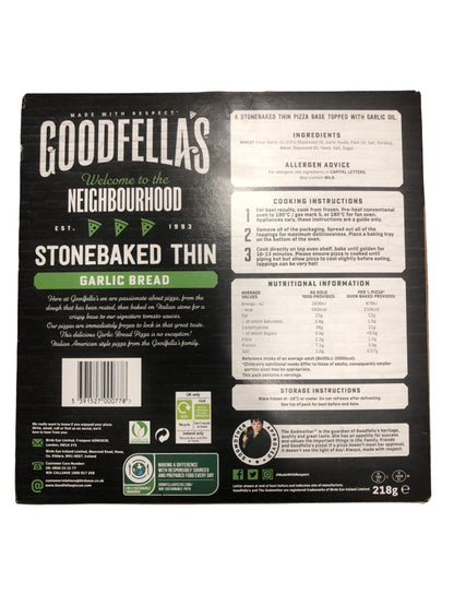 Goodfellas Stone Baked Thin Garlic Bread 218g