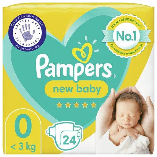 Pampers New Baby Size 0, 24 Nappies, 0-3kg