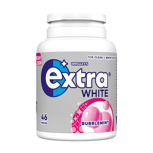 Extra White Bubblemint Sugarfree Chewing Gum Bottle 46 Pieces