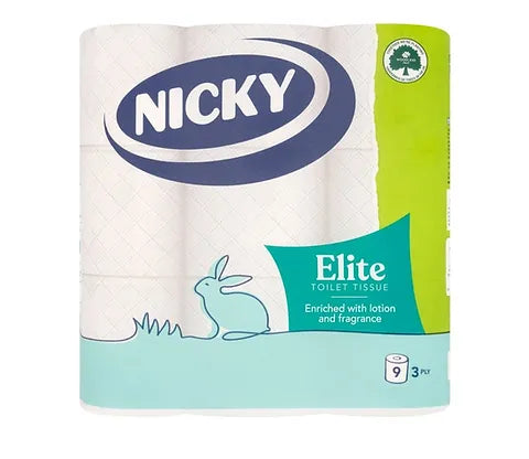 Nicky 3 Ply Toilet Rolls x 9