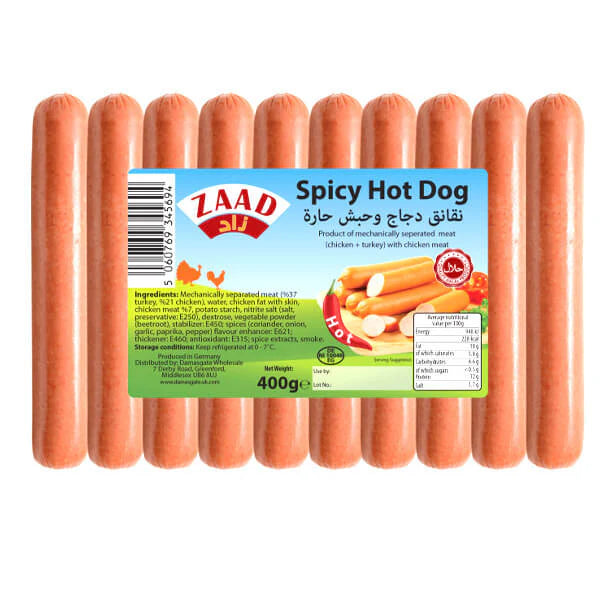 Zaad Spicy Hot Dog 400g